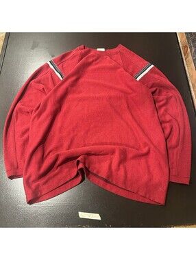 y2k skater boy Red knit sweater with shoulder stripes
